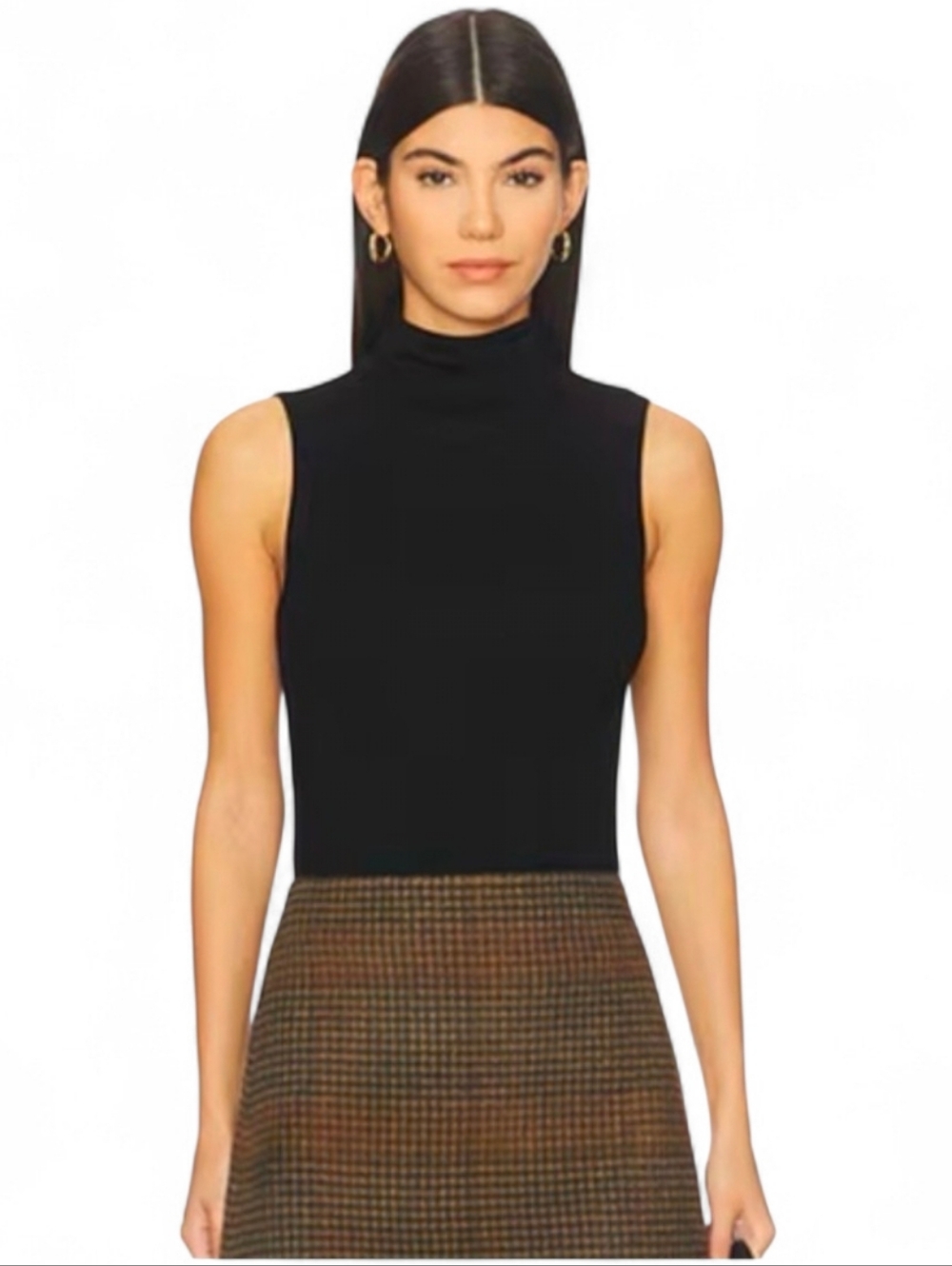 NWOT HOUSE OF HARLOW 1960 / REVOLVE Black Mock Neck Sleeveless Knit Top - XS